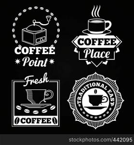 Coffee market shop and cafe label collection on chalkboard. Vector illustration. Coffee market shop and cafe label collection on chalkboard