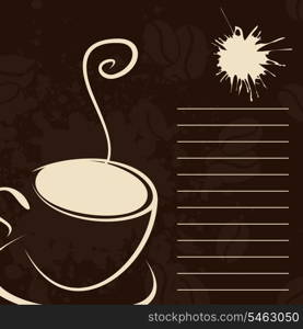 Coffee menu. The menu with a coffee cup. A vector illustration