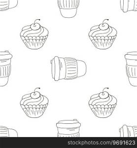 Coffee, milkshakes seamless pattern. Coloring pattern for a coffee shop or coffee lovers. Print. Coloring seamless pattern. Print for cloth design, textile, fabric, wallpaper