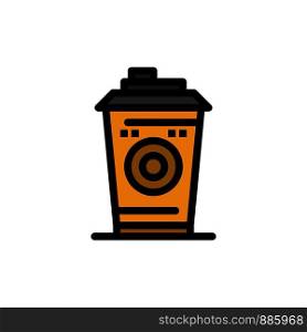 Coffee, Mug, Starbucks, Black Coffee Flat Color Icon. Vector icon banner Template