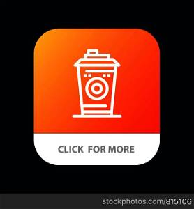 Coffee, Mug, Starbucks, Black Coffee Mobile App Button. Android and IOS Line Version