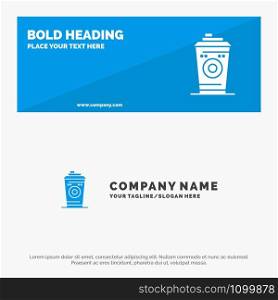 Coffee, Mug, Starbucks, Black Coffee SOlid Icon Website Banner and Business Logo Template