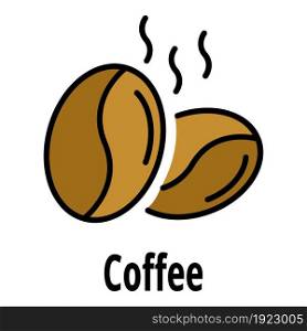 Coffee nut icon. Outline coffee nut vector icon color flat isolated on white. Coffee nut icon color outline vector