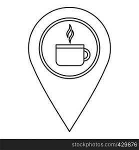 Coffee or tea location icon. Outline illustration of coffee or tea location vector icon for web. Coffee or tea location icon, outline style