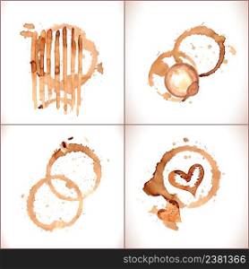 Coffee paint stains isolated on white background.Coffee cup marks. Vector coffee set.. Vector coffee paint stains, splashes and harts