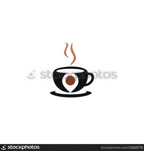 Coffee point logo design. Coffee Location logo template design.