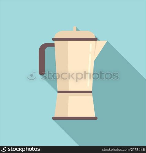 Coffee pot icon flat vector. Morning bean. Caffeine steam. Coffee pot icon flat vector. Morning bean
