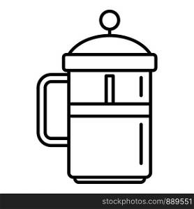 Coffee press icon. Outline coffee press vector icon for web design isolated on white background. Coffee press icon, outline style