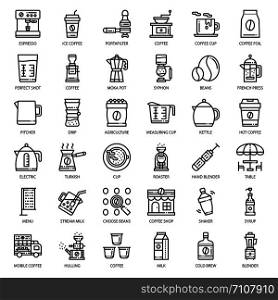 coffee&rsquo;s equipment icon set, isolated on white background