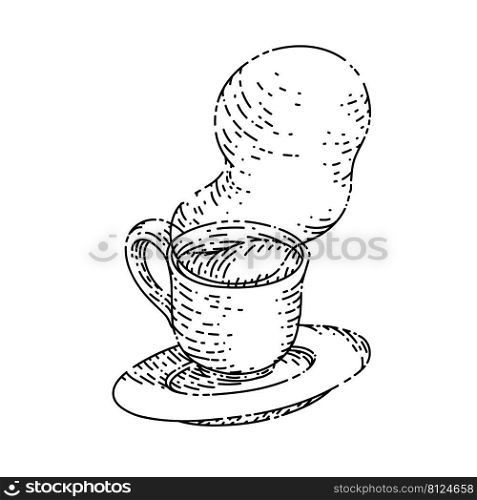 coffee saucer sketch hand drawn vector espresso cup, hot cafe drink, breakfast mug vintage black line illustration. coffee saucer sketch hand drawn vector