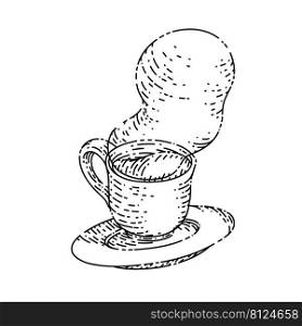 coffee saucer sketch hand drawn vector espresso cup, hot cafe drink, breakfast mug vintage black line illustration. coffee saucer sketch hand drawn vector