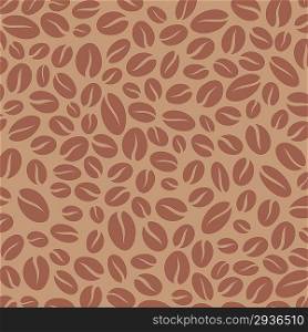 Coffee seamless pattern. Vector retro background abstract.Coffee beans stylized silhouettes.