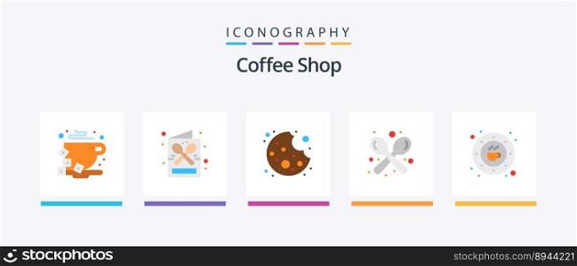 Coffee Shop Flat 5 Icon Pack Including bean. spoon. shop. shop. coffee. Creative Icons Design