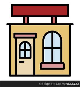 Coffee shop icon. Outline coffee shop vector icon color flat isolated. Coffee shop icon color outline vector