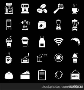 Coffee shop icons on black background, stock vector