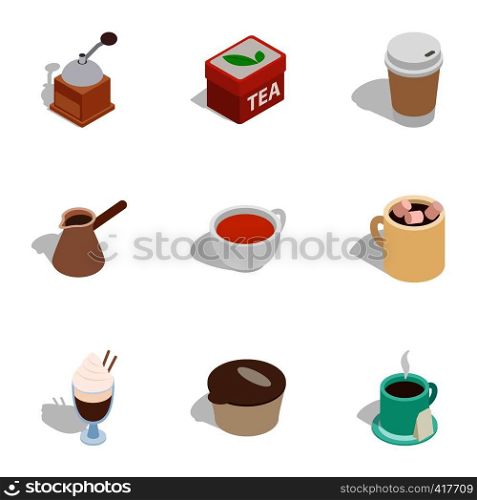 Coffee shop icons set. Isometric 3d illustration of 9 coffee shop vector icons for web. Coffee shop icons, isometric 3d style