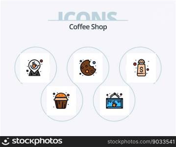 Coffee Shop Line Filled Icon Pack 5 Icon Design. location. cup. cup. coffee. coffee