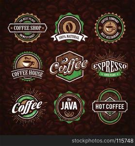coffee shop logo badge label vector art set. coffee shop logo badge label vector art set illustration