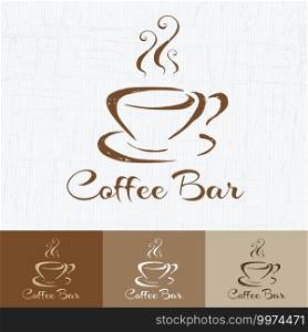 Coffee shop logo design template retro style. Vintage Design for Logotype, Label, Badge and brand design. Hand drawn coffee cup vector illustration.. Coffee shop logo design template retro style. Vintage Design for Logotype, Label, Badge and brand design. Hand drawn coffee cup vector illustration