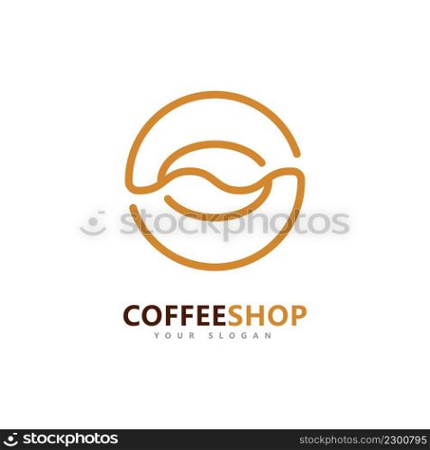 Coffee shop Minimalist vector logo. Coffee beans logo template