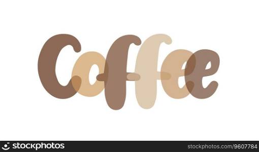 Coffee sign, coffee time sticker, label, tag, transparent lettering, typography, design element.