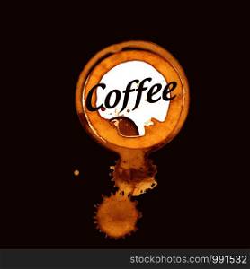 Coffee splatter. Vector illustration on brown background.. Coffee splatter. Vector illustration on brown background