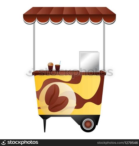 Coffee street kiosk icon. Cartoon of coffee street kiosk vector icon for web design isolated on white background. Coffee street kiosk icon, cartoon style