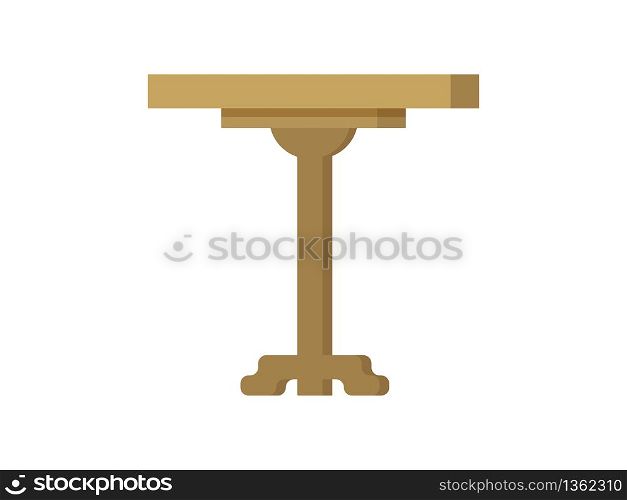Coffee table ison in flat style. Wooden home vintage table isolated on white background. Vector illustration. Coffee table ison in flat style. Wooden home vintage table isolated on white background.