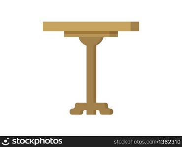 Coffee table ison in flat style. Wooden home vintage table isolated on white background. Vector illustration. Coffee table ison in flat style. Wooden home vintage table isolated on white background.