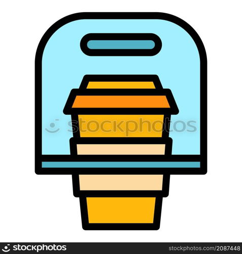 Coffee take away icon. Outline coffee take away vector icon color flat isolated. Coffee take away icon color outline vector