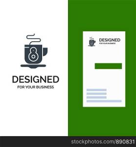 Coffee, Tea, Hot Grey Logo Design and Business Card Template