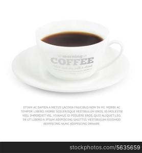 Coffee text design over white cup of drink. Vector illustration.