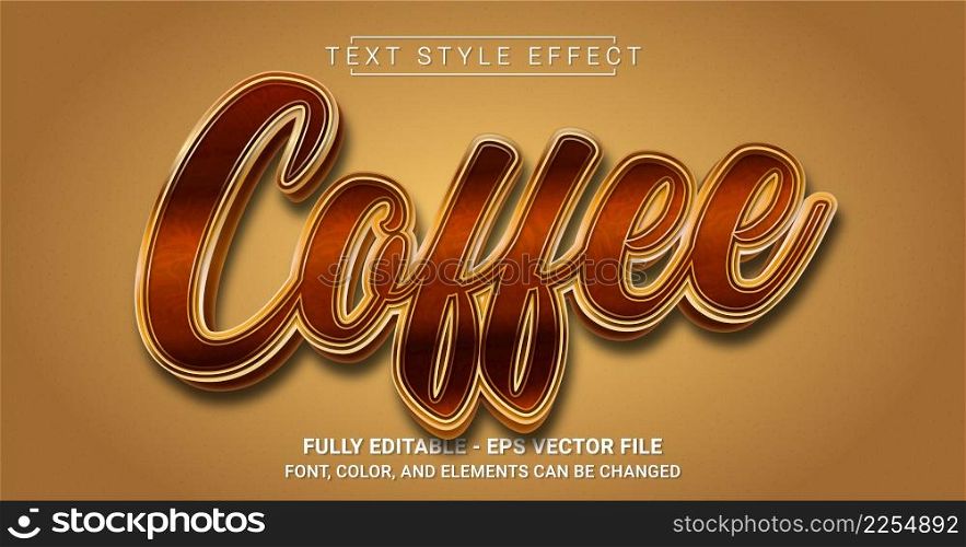 Coffee Text Style Effect. Graphic Design Element.