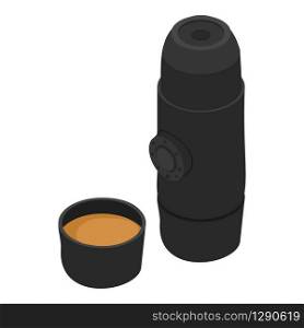 Coffee thermos bottle icon. Isometric of coffee thermos bottle vector icon for web design isolated on white background. Coffee thermos bottle icon, isometric style