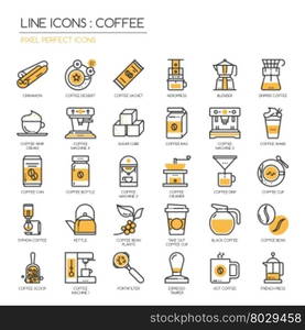 Coffee , thin line icons set ,pixel perfect icon