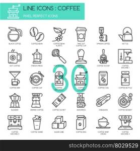 Coffee , thin line icons set ,pixel perfect icon