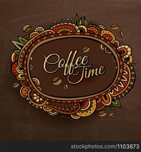 Coffee time decorative border label design. Vector illustration. Coffee time decorative border label design.