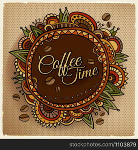 Coffee time decorative border label design. Vector illustration. Coffee time decorative border label design.