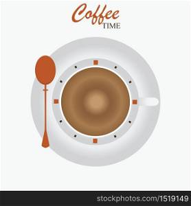 Coffee time design for cafe brochure, bird view, vector illustration.