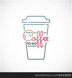 Coffee to go line icon isolated on white background. Takeaway Coffee emblem. Vector illustration.