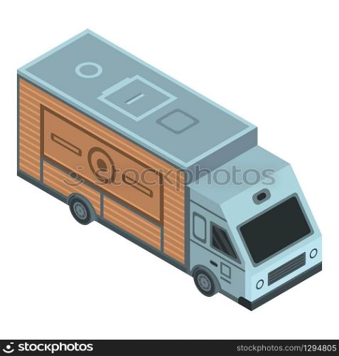 Coffee truck icon. Isometric of coffee truck vector icon for web design isolated on white background. Coffee truck icon, isometric style