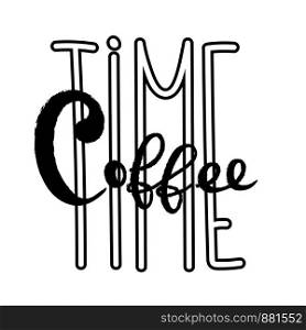 Coffee typography sign. Coffee text for decoration, shop, cup, machine. Cafe sign template. Caffeine lettering hand drawn. Calligraphy for coffee logo unique. Decorative type for home, print.