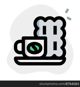 Coffee with biscuit line vector icon