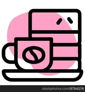 Coffee with cake light vector icon