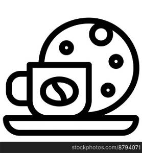 Coffee with cookie line vector icon