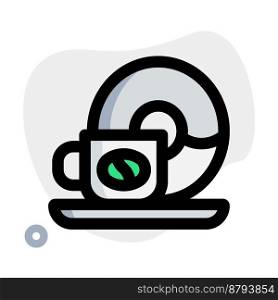 Coffee with donut light vector icon