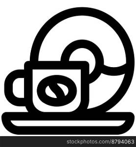 Coffee with donut light vector icon