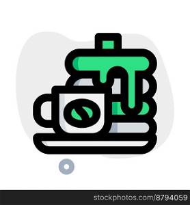 Coffee with pancake line vector icon