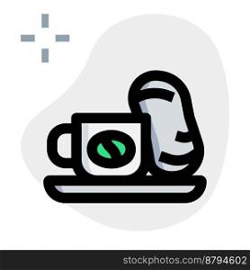 Coffee with peanut outline vector icon