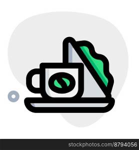 Coffee with sandwich outline vector icon